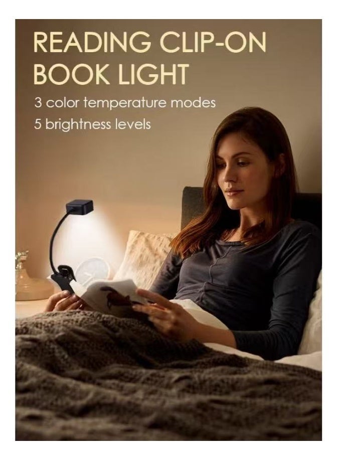 Rechargeable Book Lights for Reading at Night in Bed Rechargeable LED Book Light with Memory Function Lightweight Booklight Bulk Clip on Small Travel Reading Lamps for Book Lovers USB Charging - Image 2